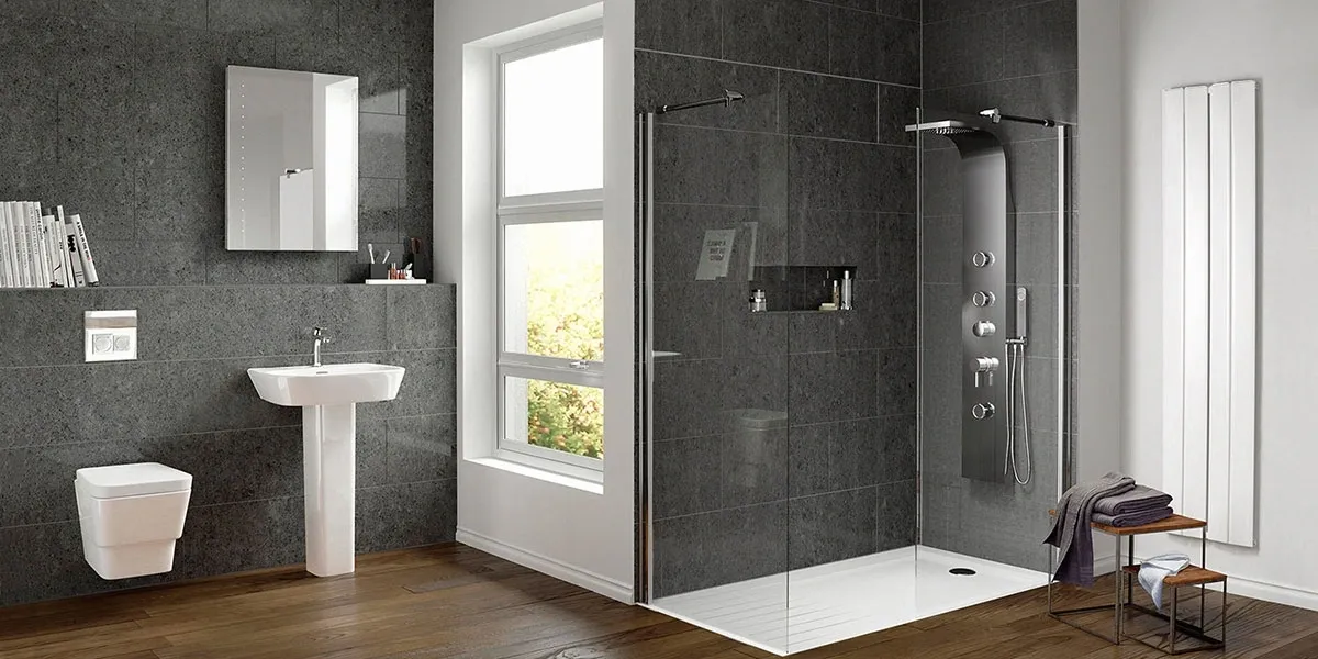 High-end loft ensuite featuring Grohe brassware from CB Tottenham